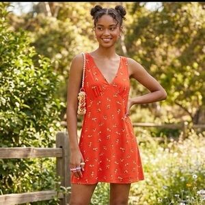 Abound Red Floral Slip Dress Cottagecore Y2K Summer Mini